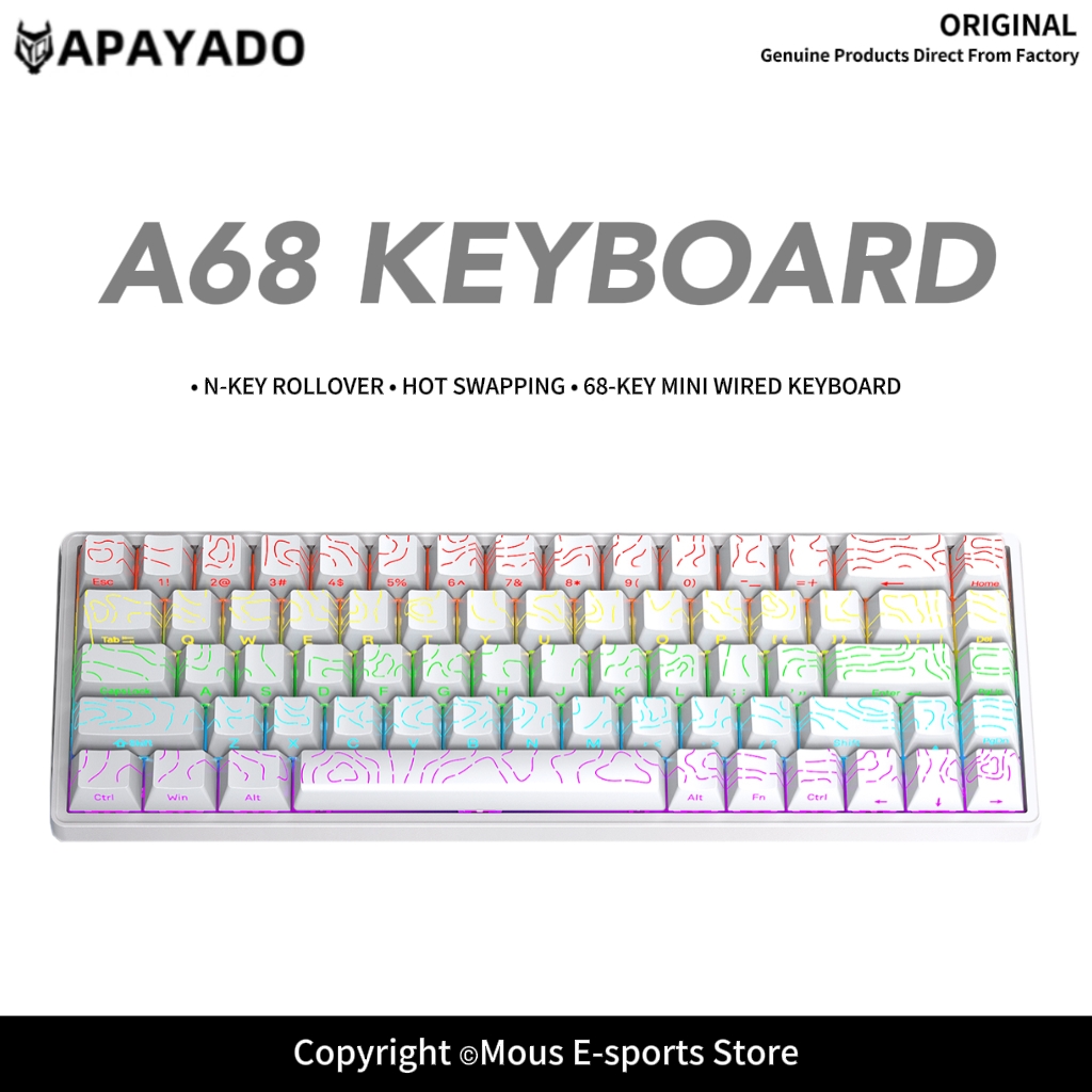 Pc Gaming Pink - لوحة مفاتيح ميكانيكية سلكية APAYADO A68