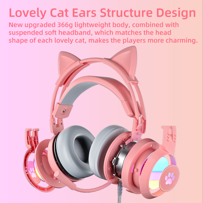 سماعة ألعاب على شكل أذن قطة با - مراجعة Pc Gaming Pink وسعره